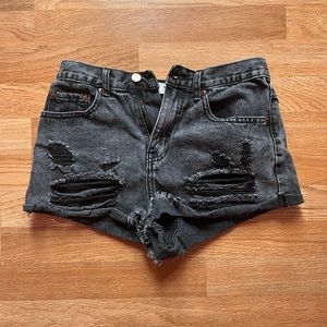 Black faded/distressed shorts